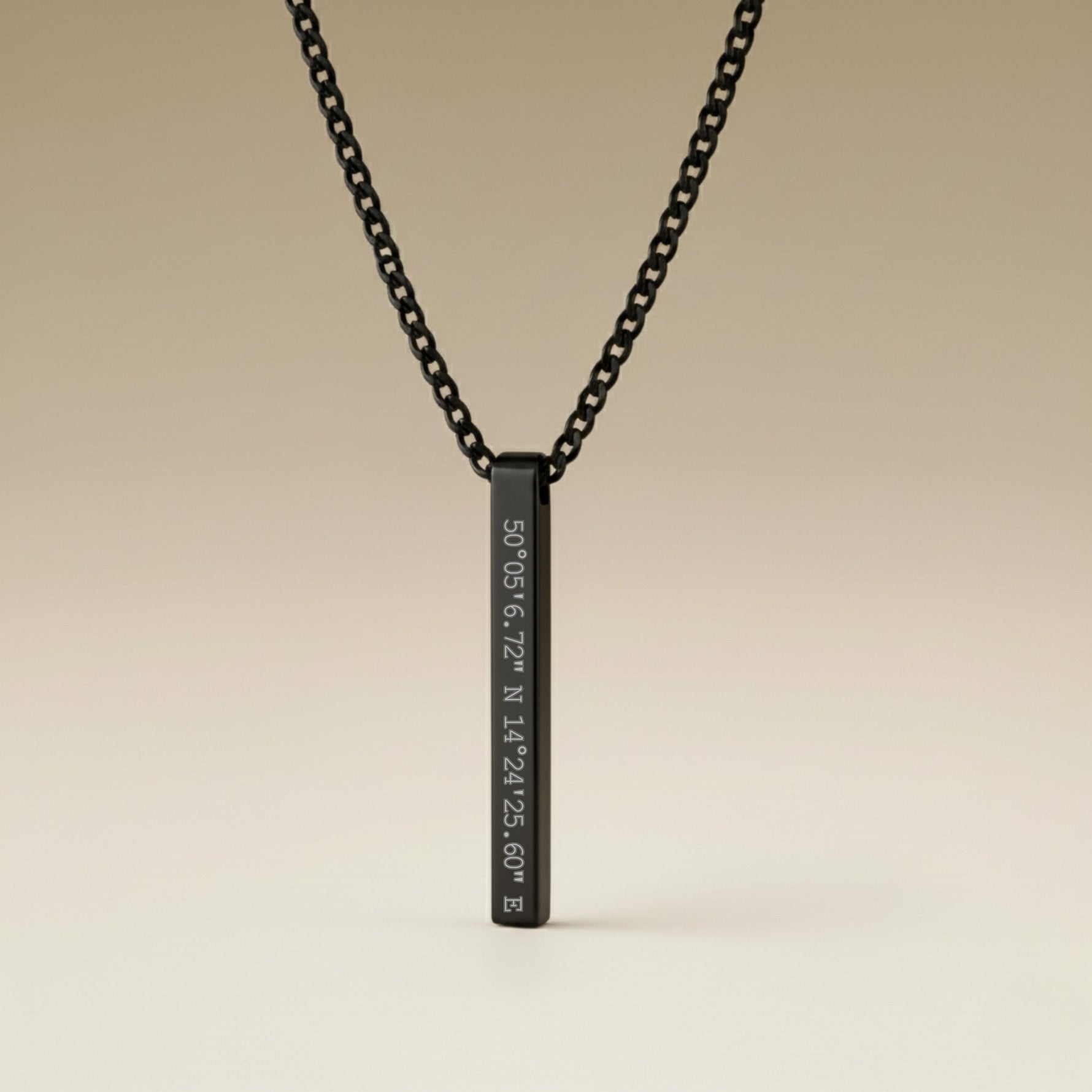 Cuff & Co. - Black Personalised Bar Necklace Personalised Necklaces