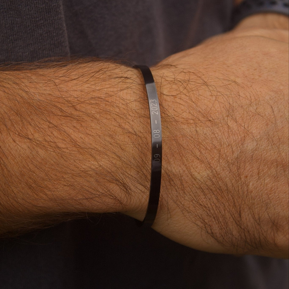 Cuff & Co. - Black Personalised Cuff Bracelet Personalised Apparel & Accessories