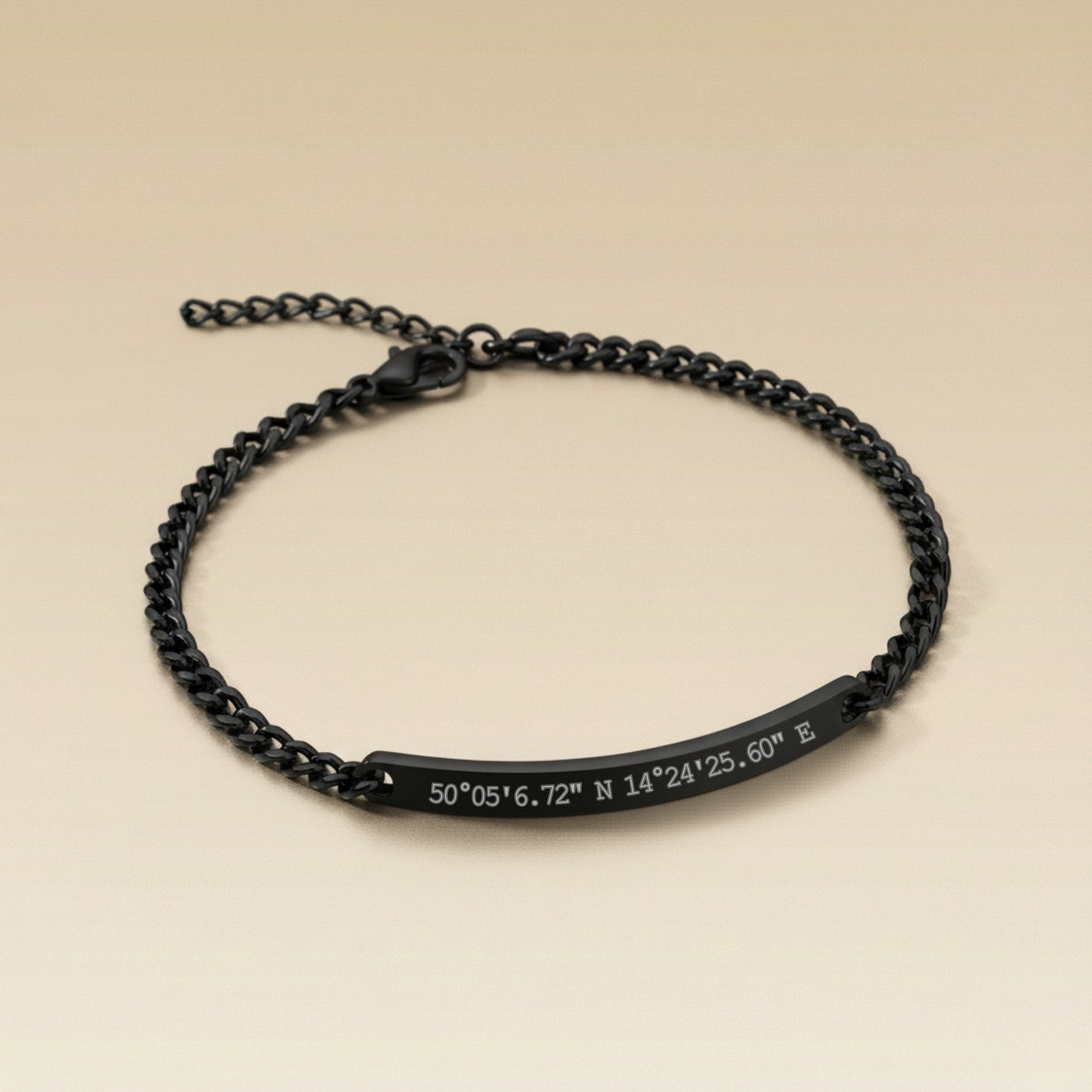 Cuff & Co. - Mens Black Personalised Chain Bracelet Personalised Bracelets