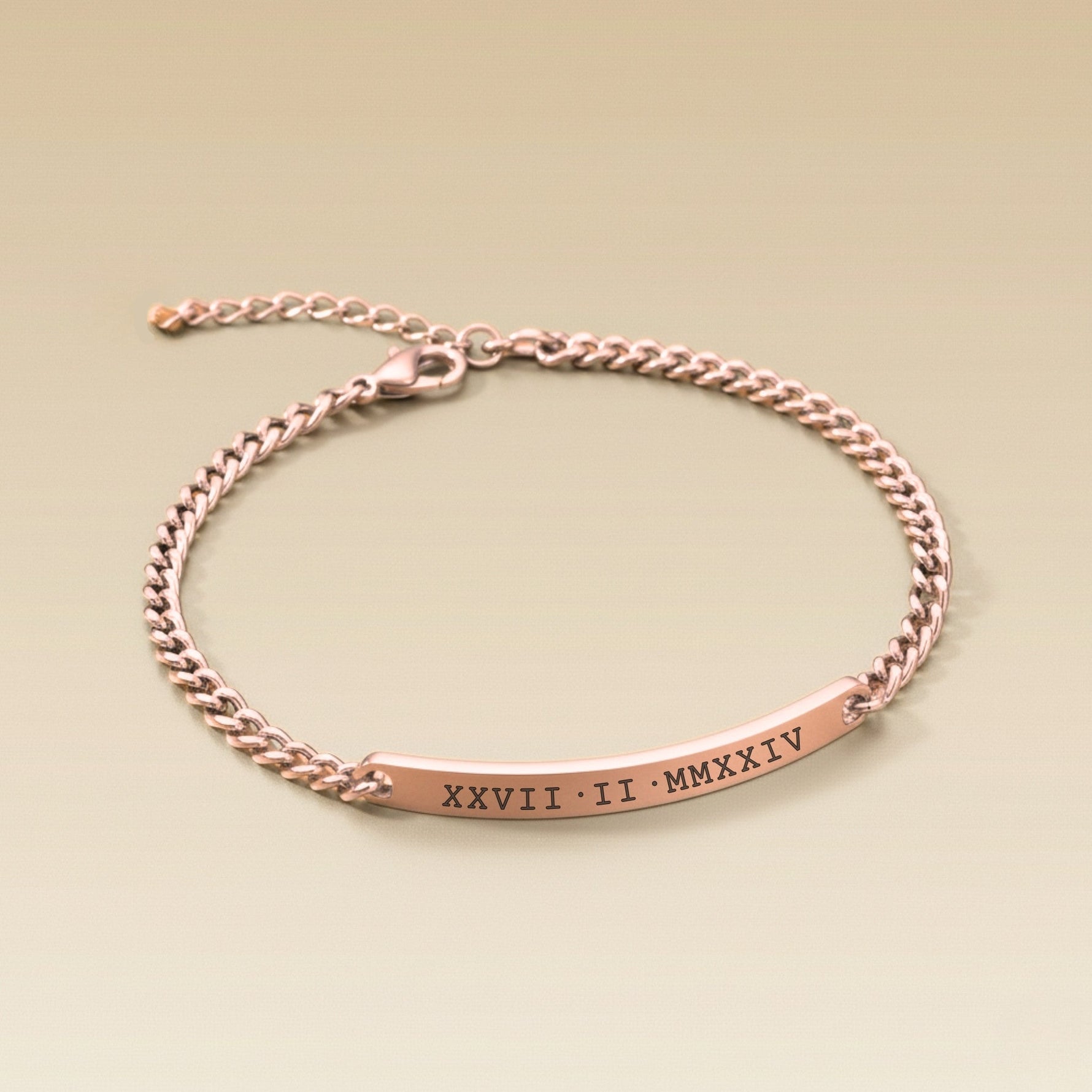 Cuff & Co. - Mens Rose Gold Personalised Chain Bracelet Personalised Bracelets