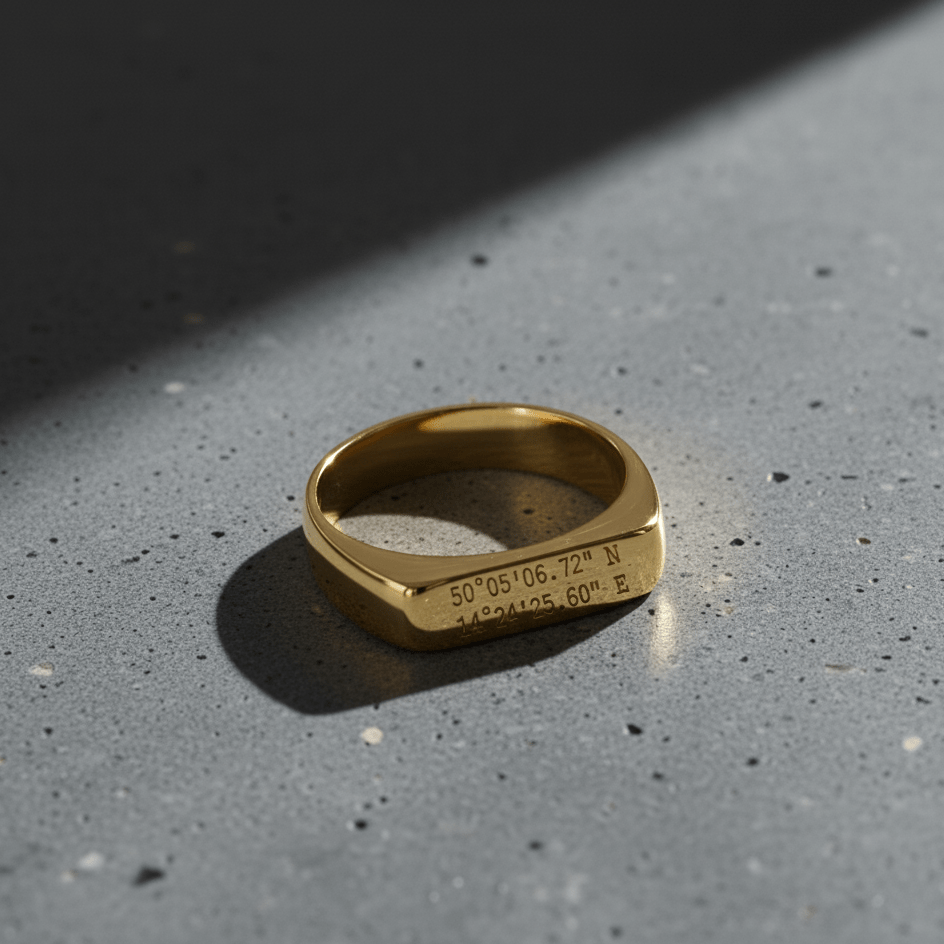 Cuff & Co. - Personalised Gold Signet Ring Personalised Apparel & Accessories