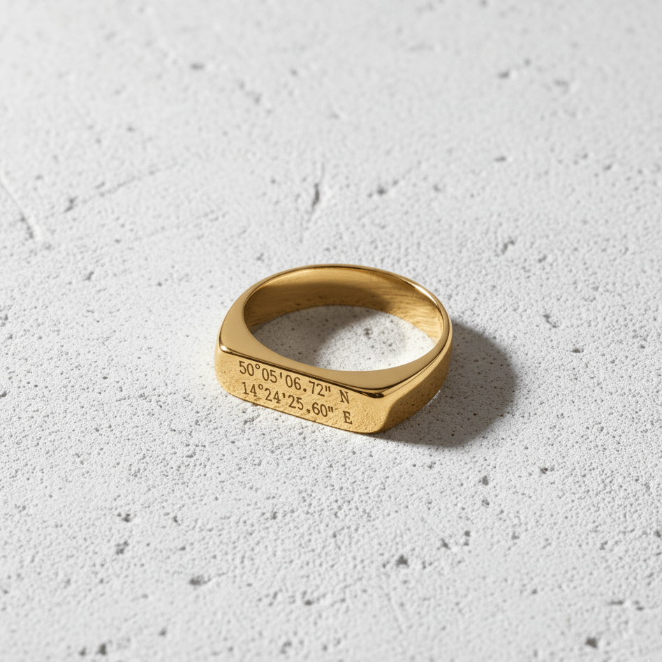 Cuff & Co. - Personalised Gold Signet Ring Personalised Apparel & Accessories