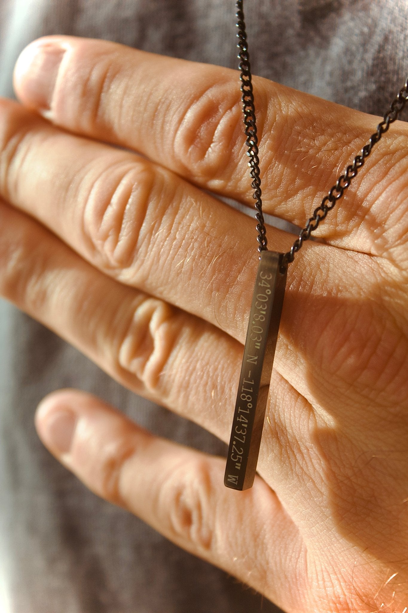 Cuff & Co. - Black Personalised Bar Necklace Personalised Necklaces