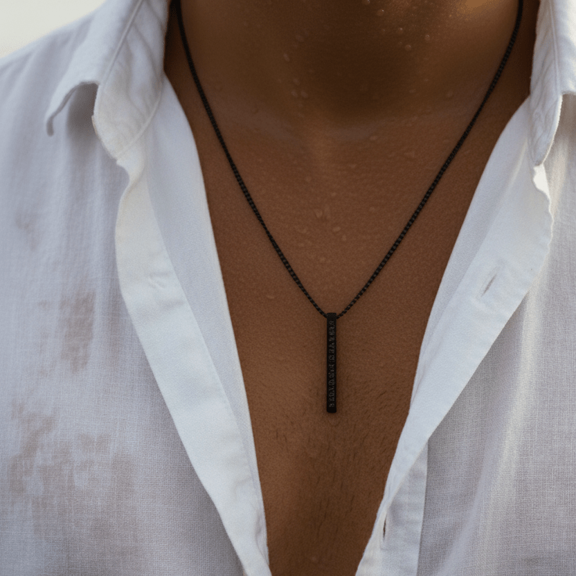 Cuff & Co. - Black Personalised Bar Necklace Personalised Necklaces