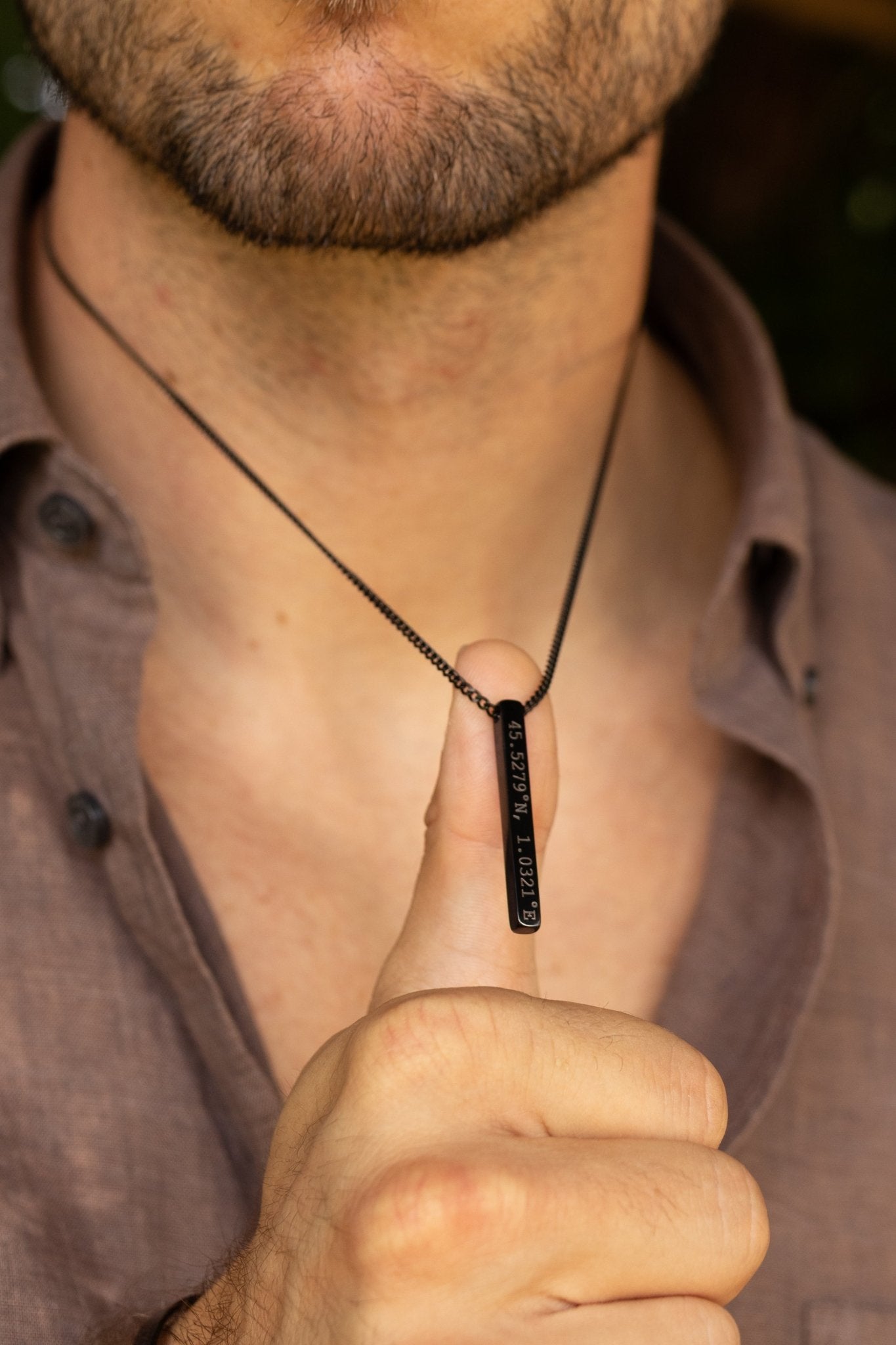 Cuff & Co. - Black Personalised Bar Necklace Personalised Necklaces