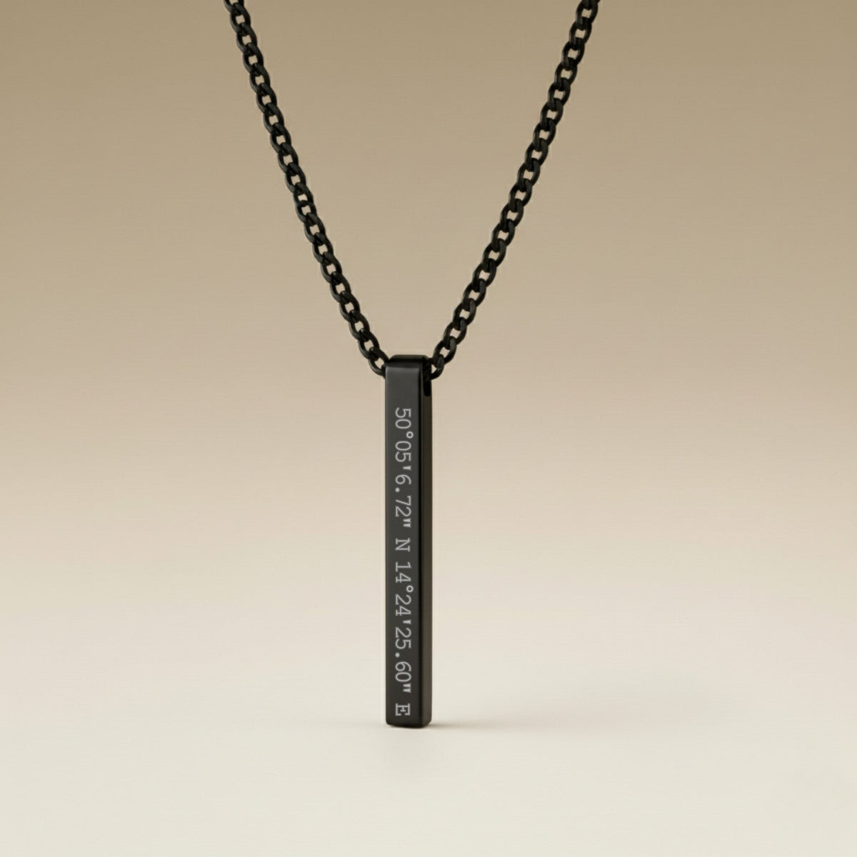 Cuff & Co. - Black Personalised Bar Necklace Personalised Necklaces
