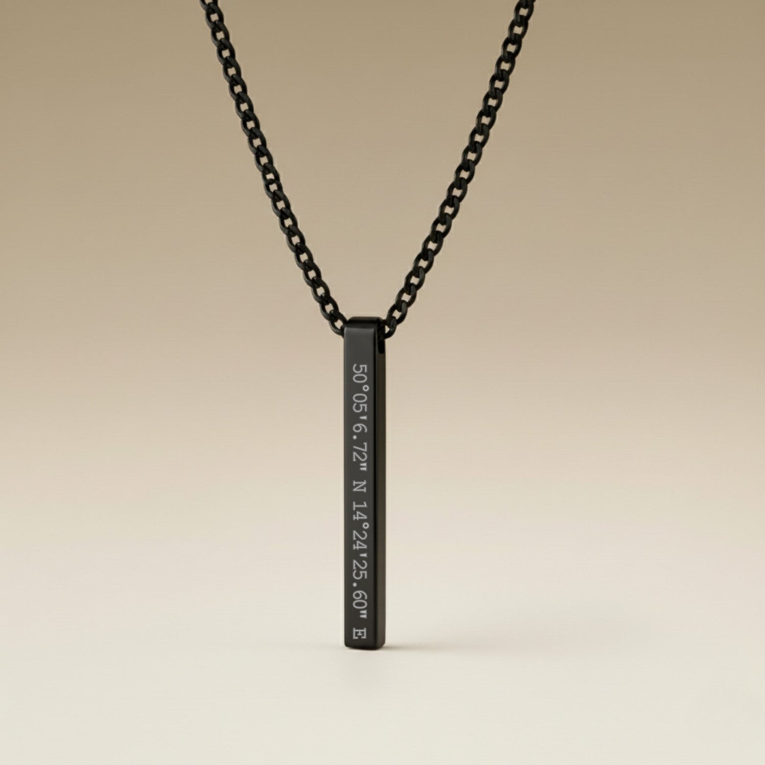 Cuff & Co. - Black Personalised Bar Necklace Personalised Necklaces
