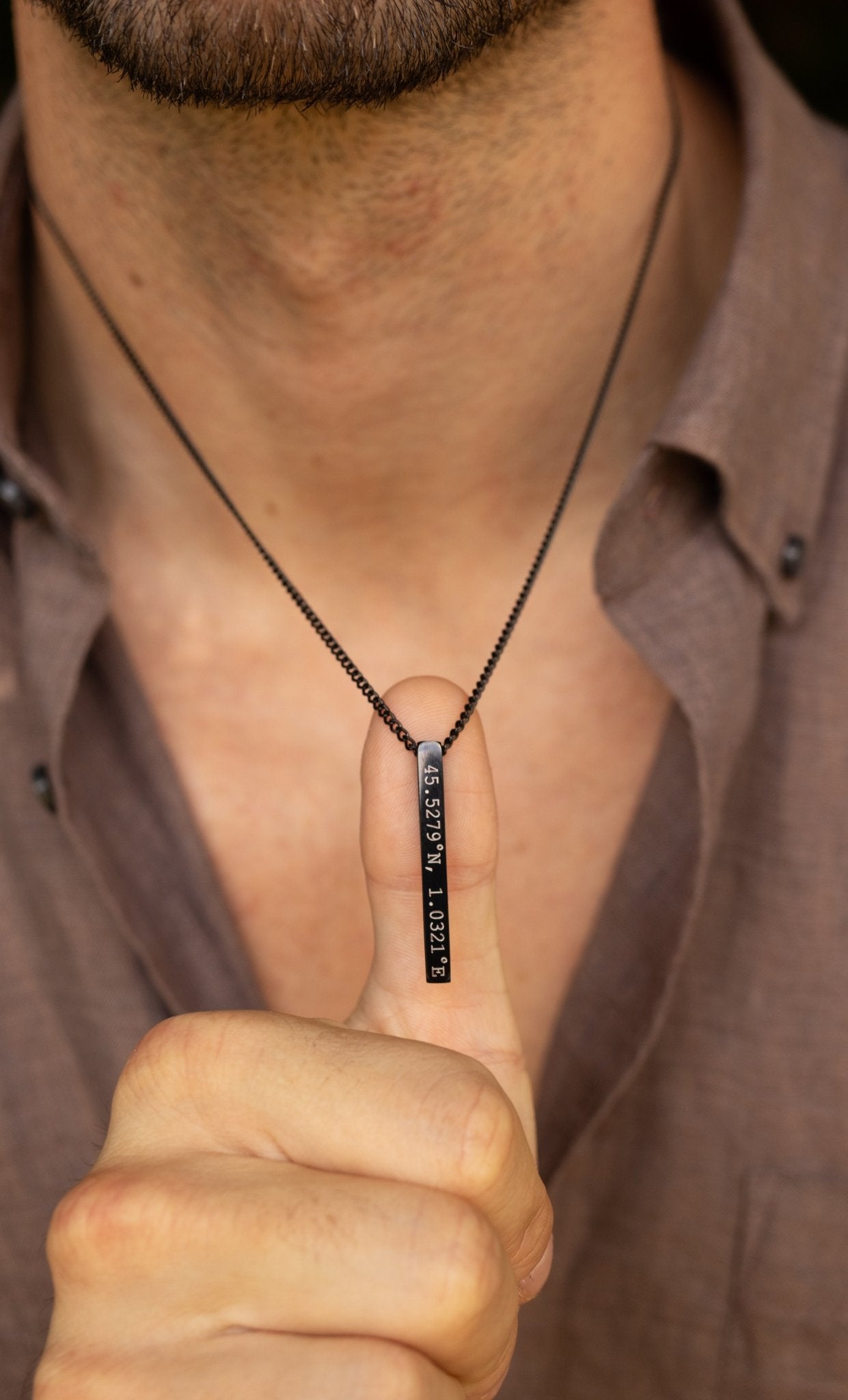 Cuff & Co. - Black Personalised Bar Necklace Personalised Necklaces