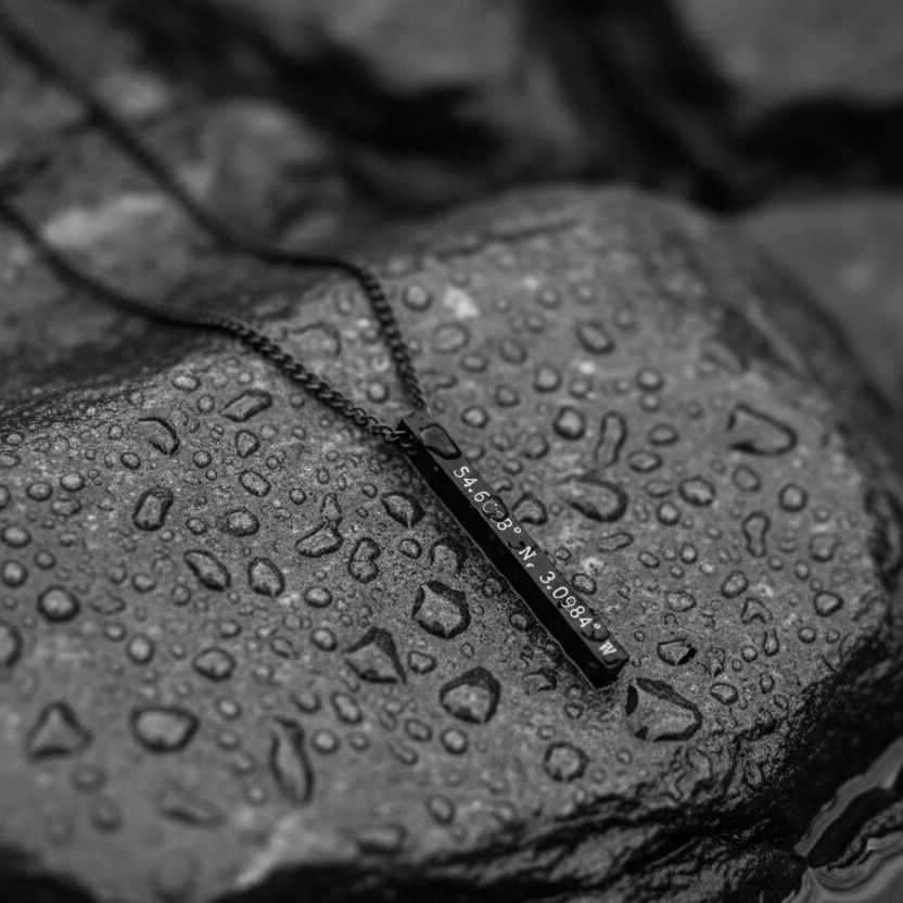 Cuff & Co. - Black Personalised Bar Necklace Personalised Necklaces