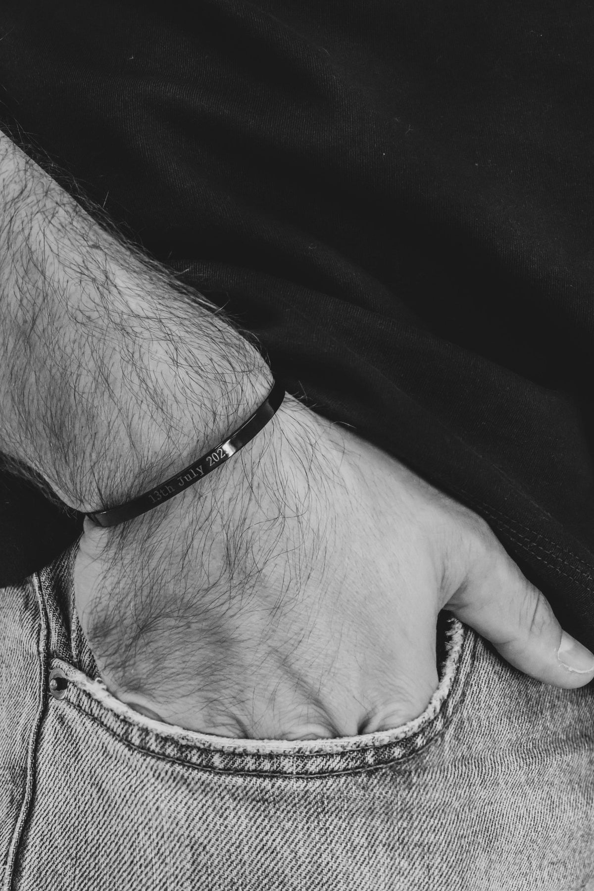Cuff & Co. - Black Personalised Cuff Bracelet Personalised Apparel & Accessories