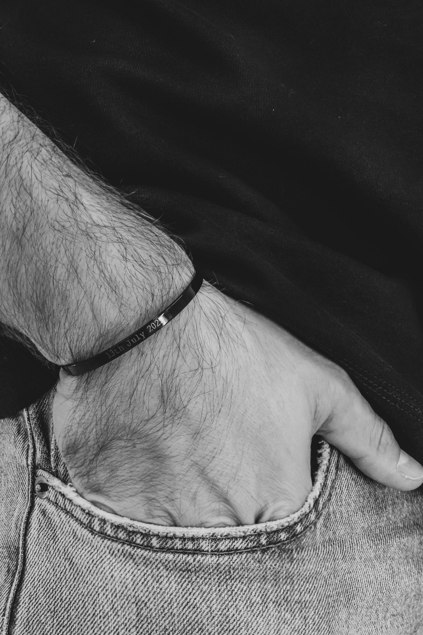 Cuff & Co. - Black Personalised Cuff Bracelet Personalised Apparel & Accessories