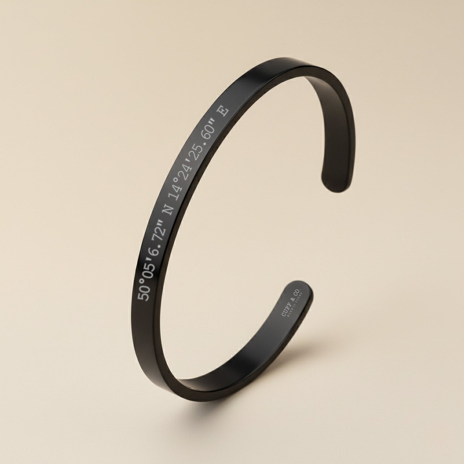 Cuff & Co. - Black Personalised Cuff Bracelet Personalised Apparel & Accessories