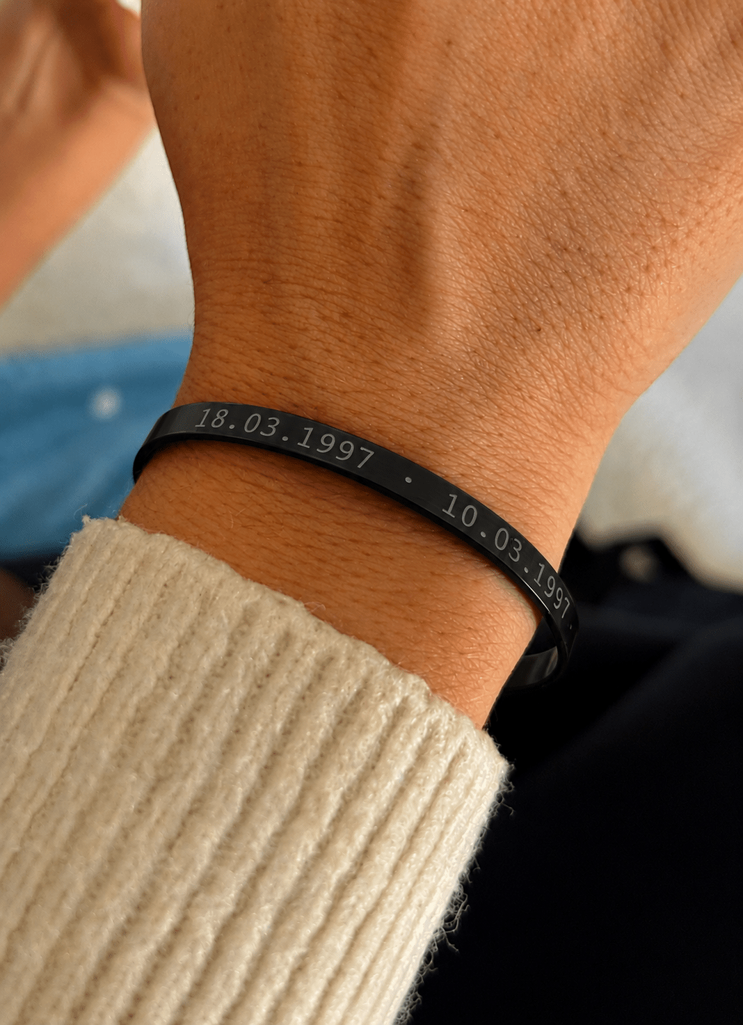 Cuff & Co. - Black Personalised Cuff Bracelet Personalised Apparel & Accessories
