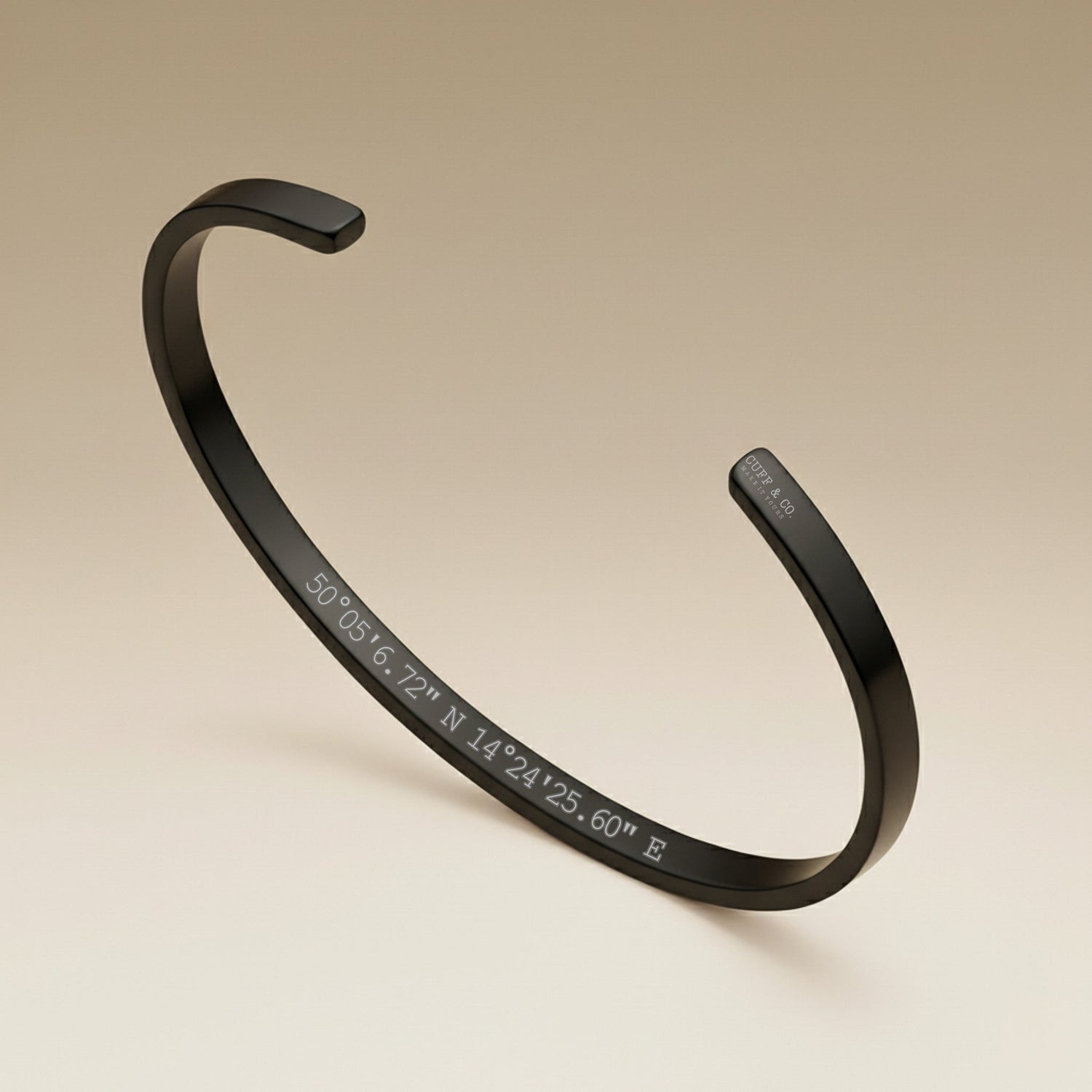 Cuff & Co. - Black Personalised Cuff Bracelet Personalised Apparel & Accessories