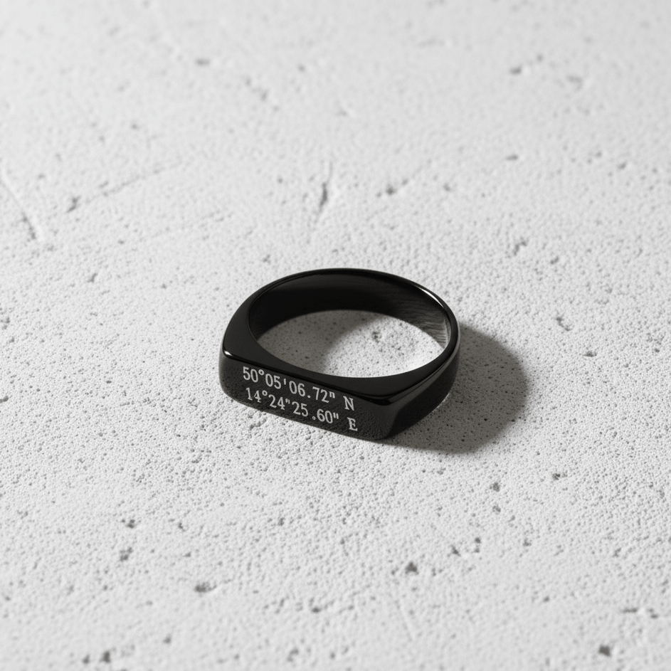 Cuff & Co. - Black Personalised Signet Ring Personalised Rings