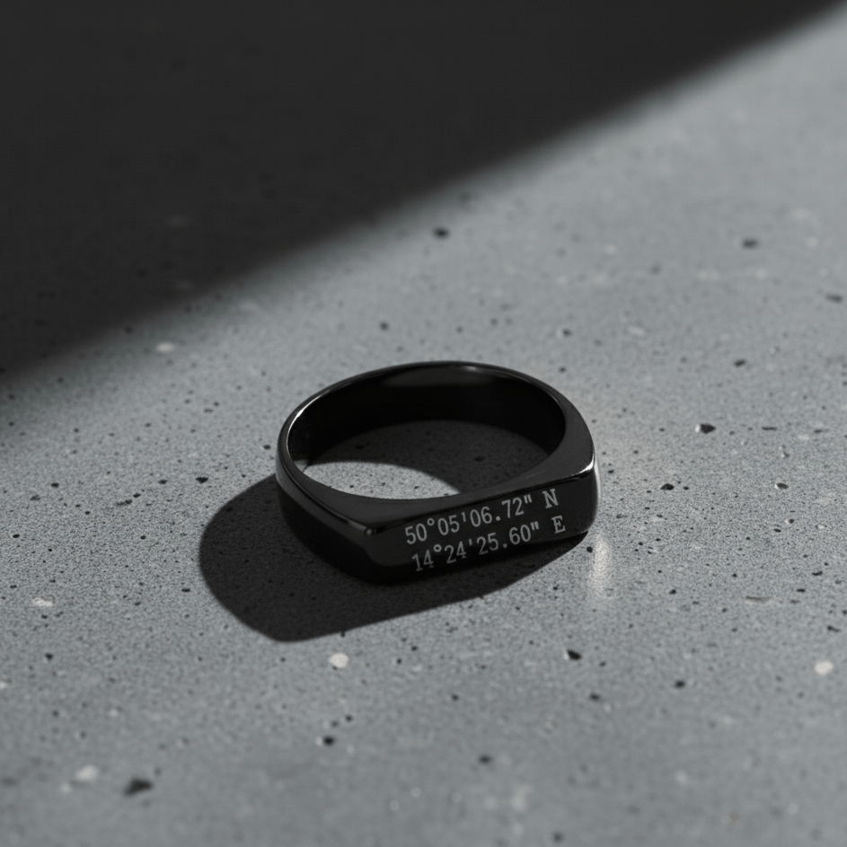 Cuff & Co. - Black Personalised Signet Ring Personalised Rings