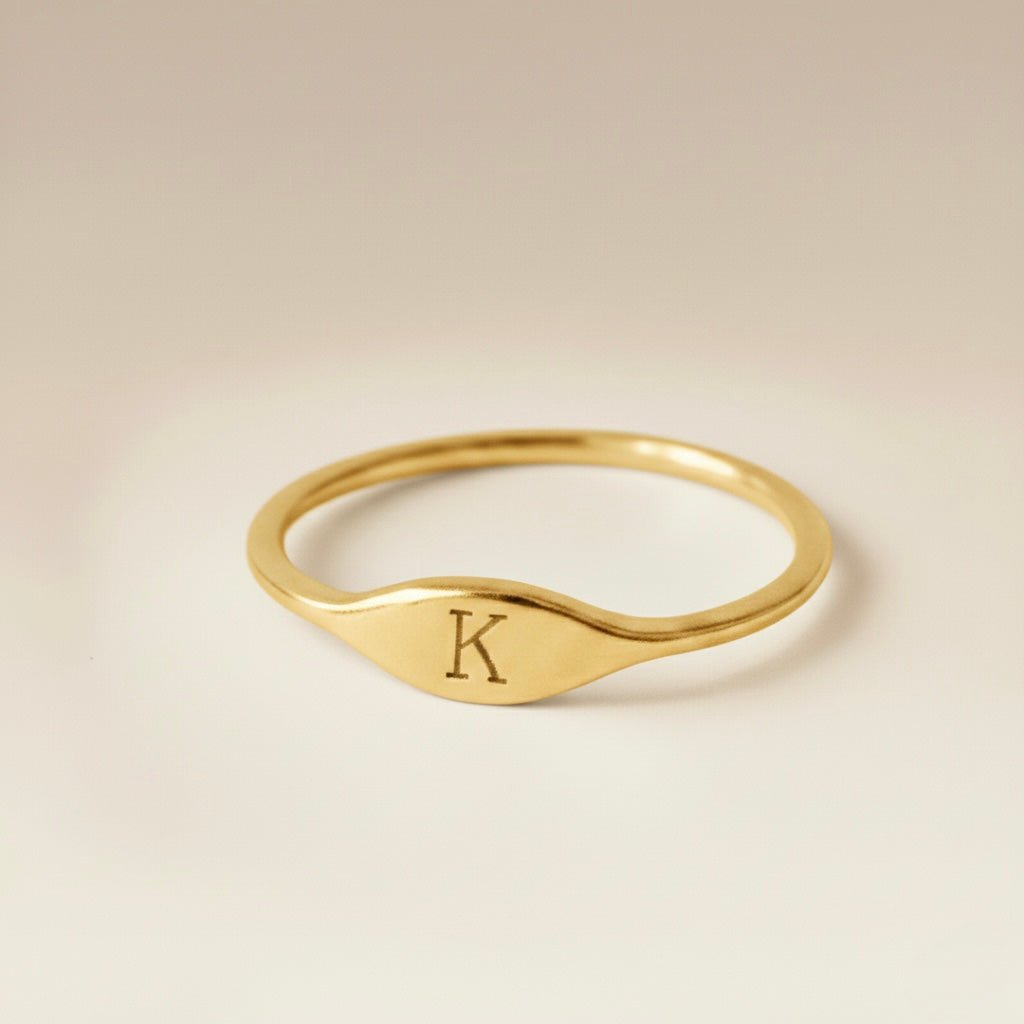Cuff & Co. - Gold Personalised Initial Signet Ring Personalised Apparel & Accessories