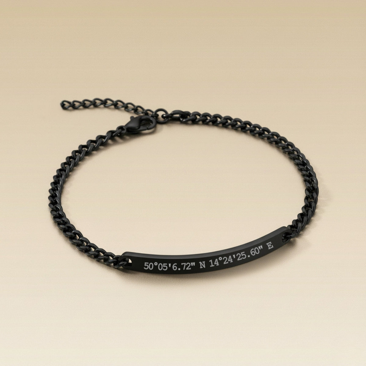 Cuff & Co. - Mens Black Personalised Chain Bracelet Personalised Bracelets