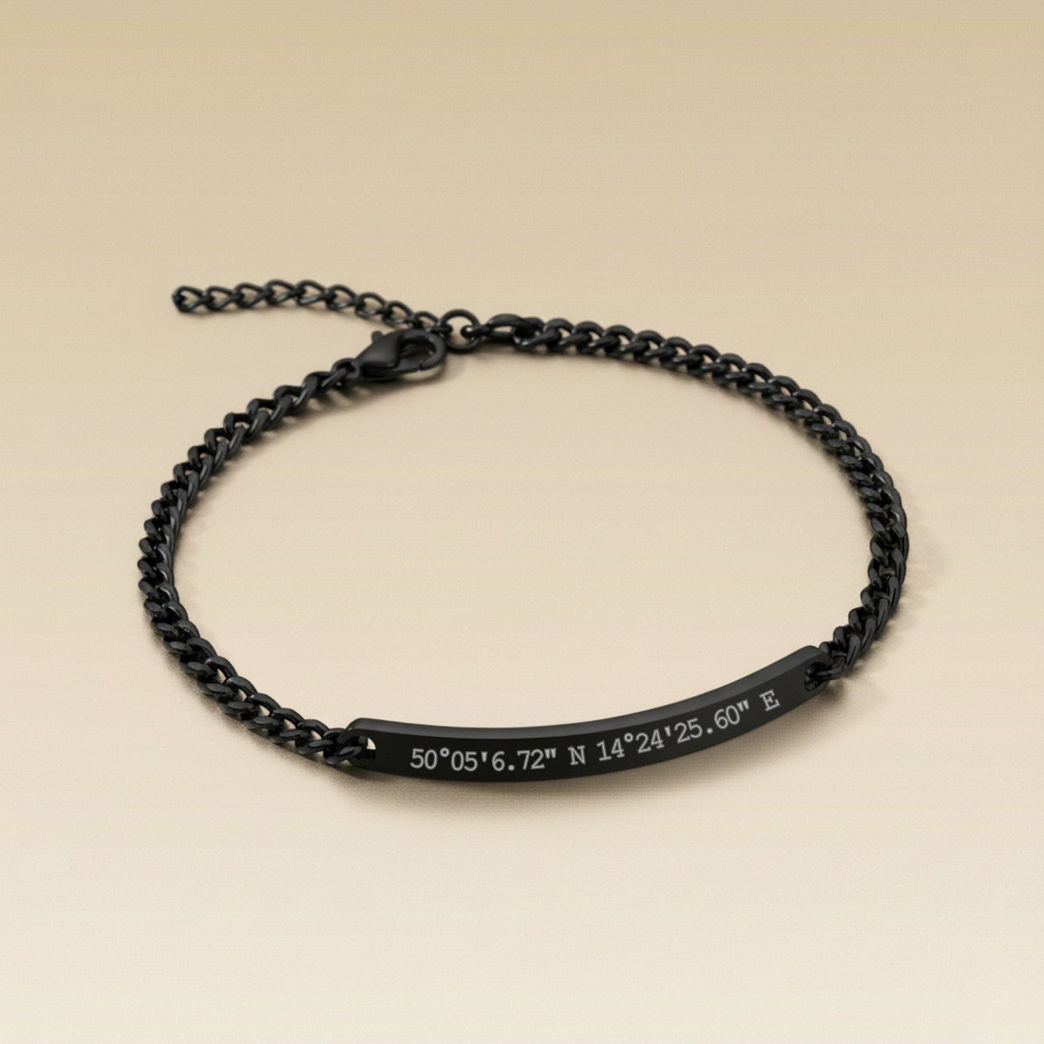 Cuff & Co. - Mens Black Personalised Chain Bracelet Personalised Bracelets