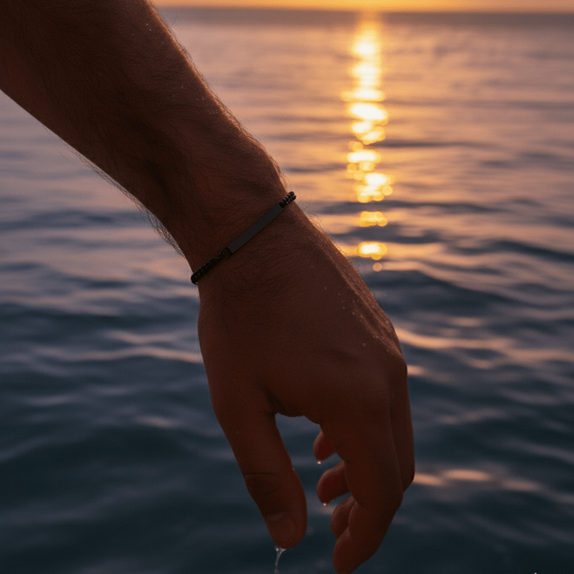 Cuff & Co. - Mens Black Personalised Chain Bracelet Personalised Bracelets