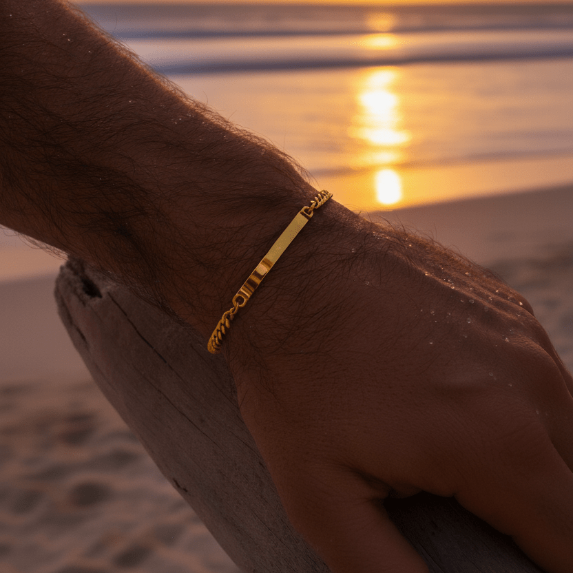 Cuff & Co. - Mens Gold Personalised Chain Bracelet Personalised Bracelets