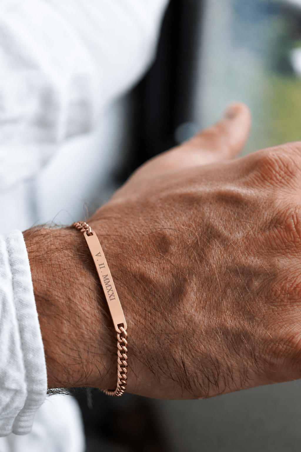 Cuff & Co. - Mens Rose Gold Personalised Chain Bracelet Personalised Bracelets