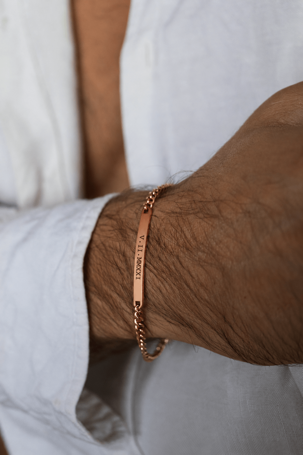 Cuff & Co. - Mens Rose Gold Personalised Chain Bracelet Personalised Bracelets