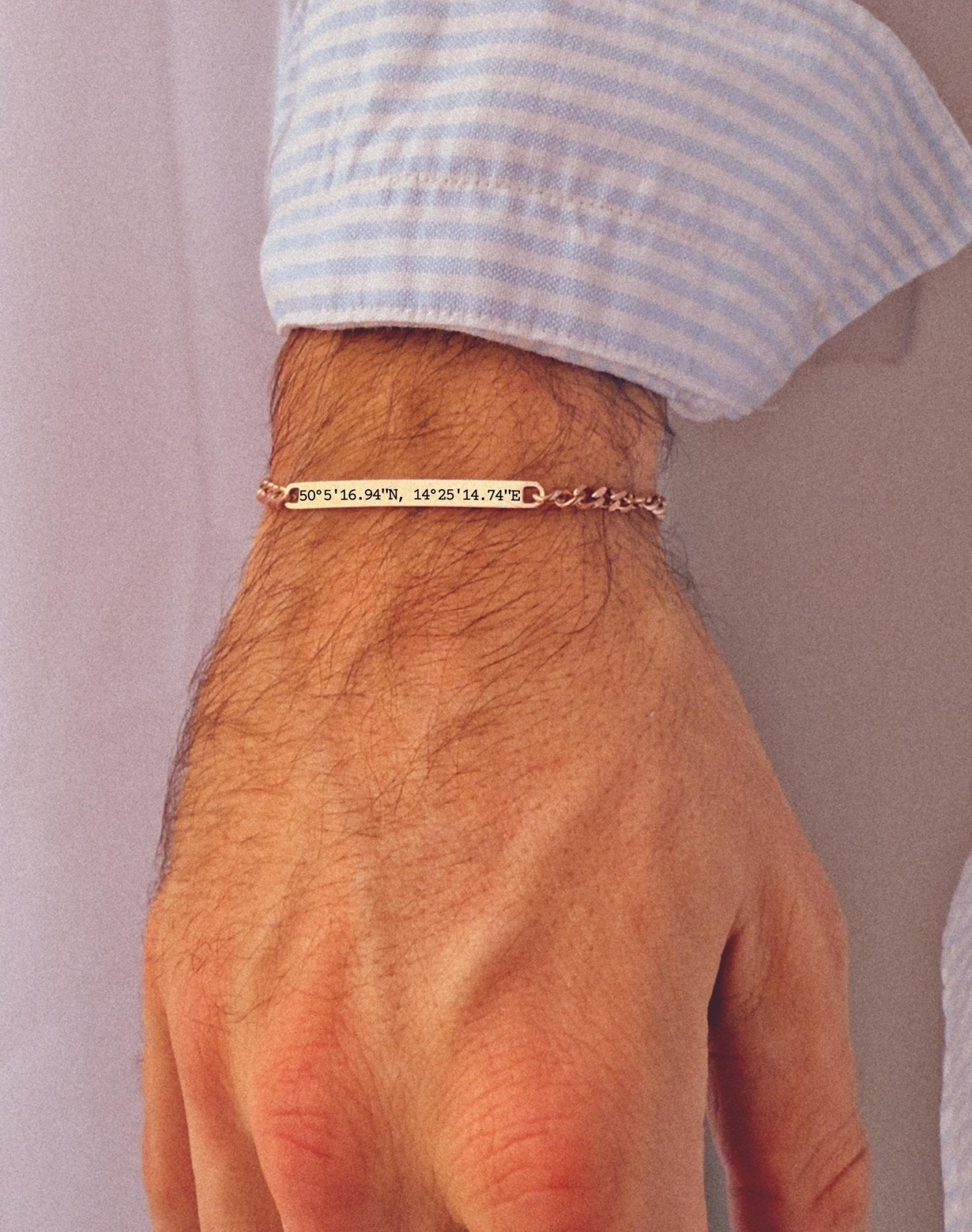 Cuff & Co. - Mens Rose Gold Personalised Chain Bracelet Personalised Bracelets