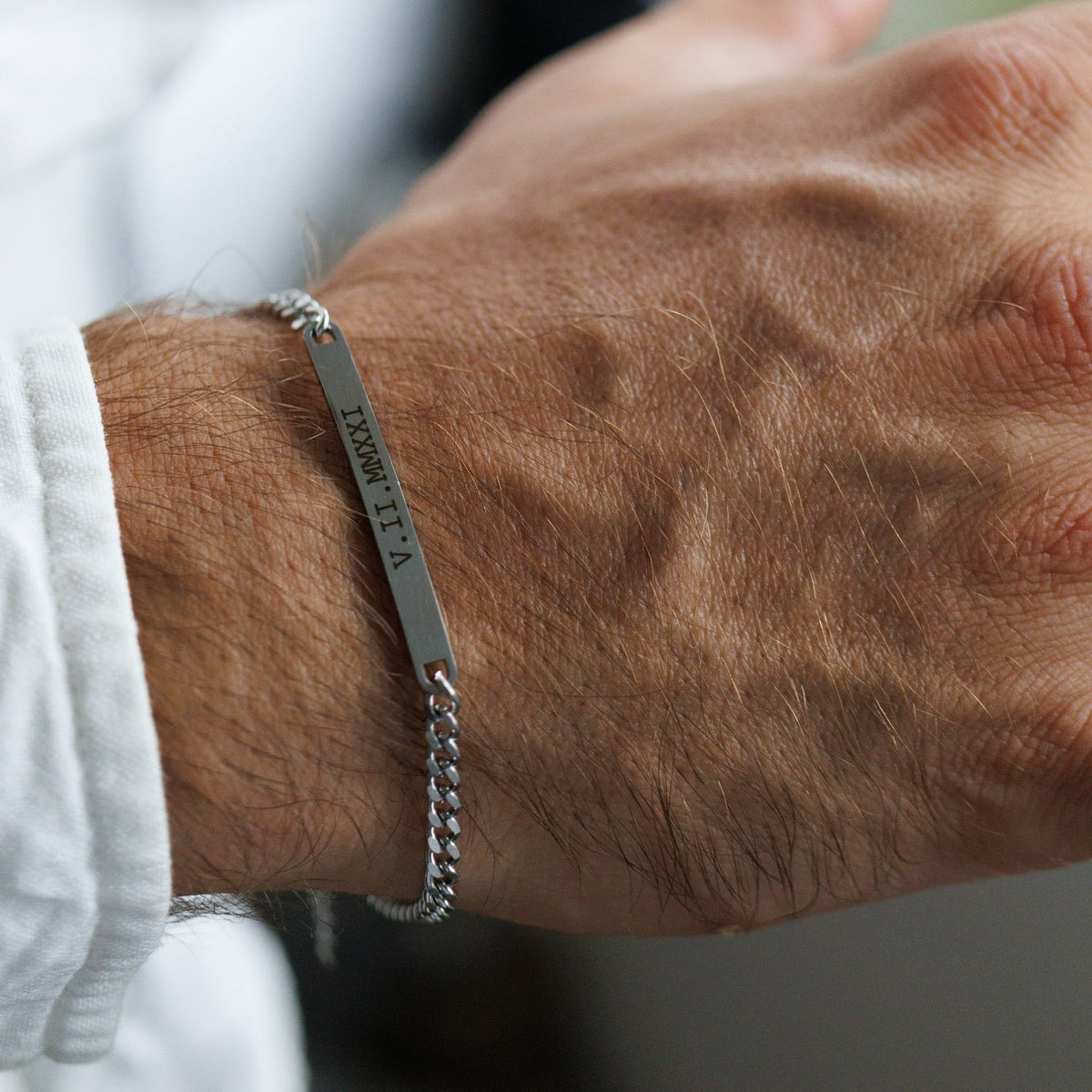 Cuff & Co. - Mens Silver Personalised Chain Bracelet Personalised Bracelets