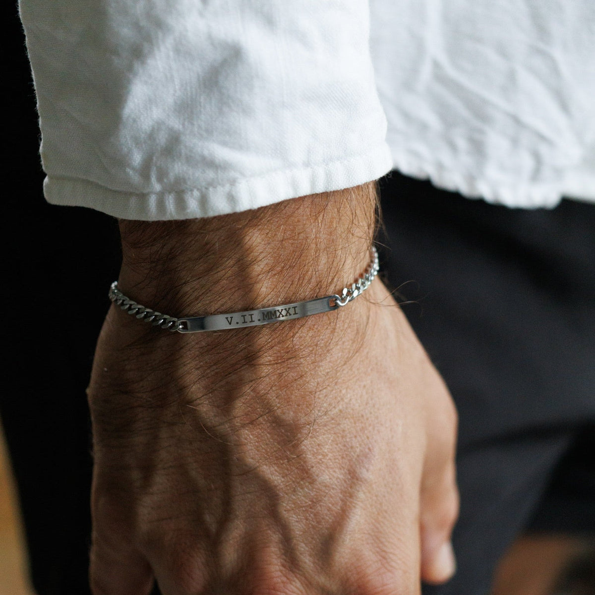 Cuff & Co. - Mens Silver Personalised Chain Bracelet Personalised Bracelets