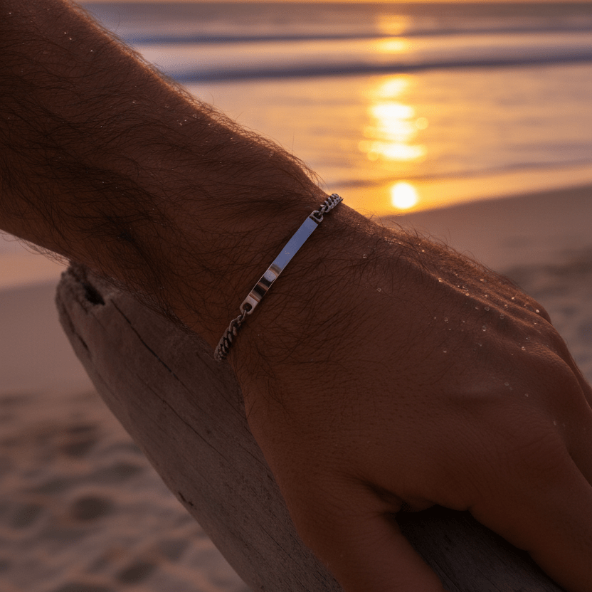 Cuff & Co. - Mens Silver Personalised Chain Bracelet Personalised Bracelets