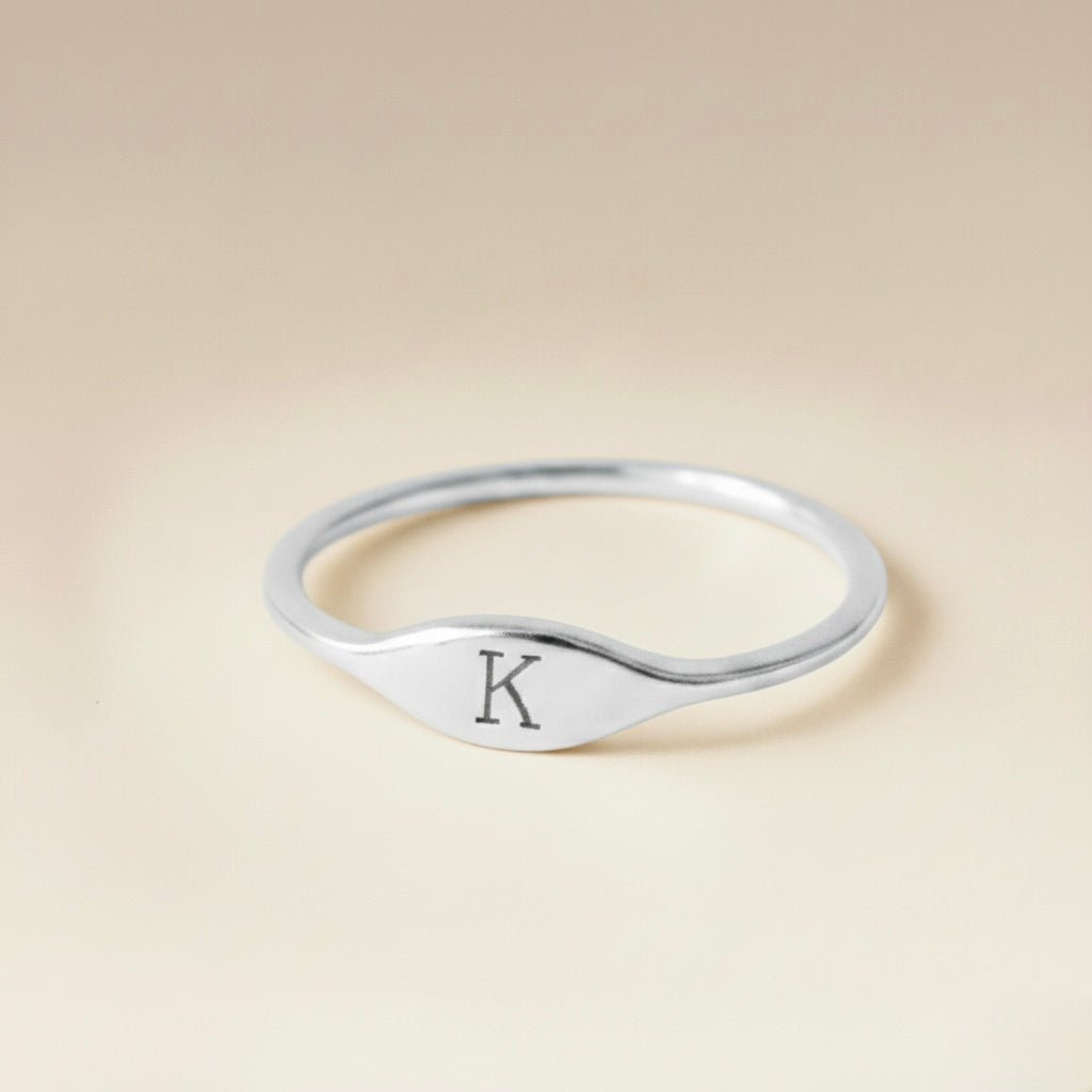 Cuff & Co. - Silver Personalised Initial Signet Ring Personalised Rings
