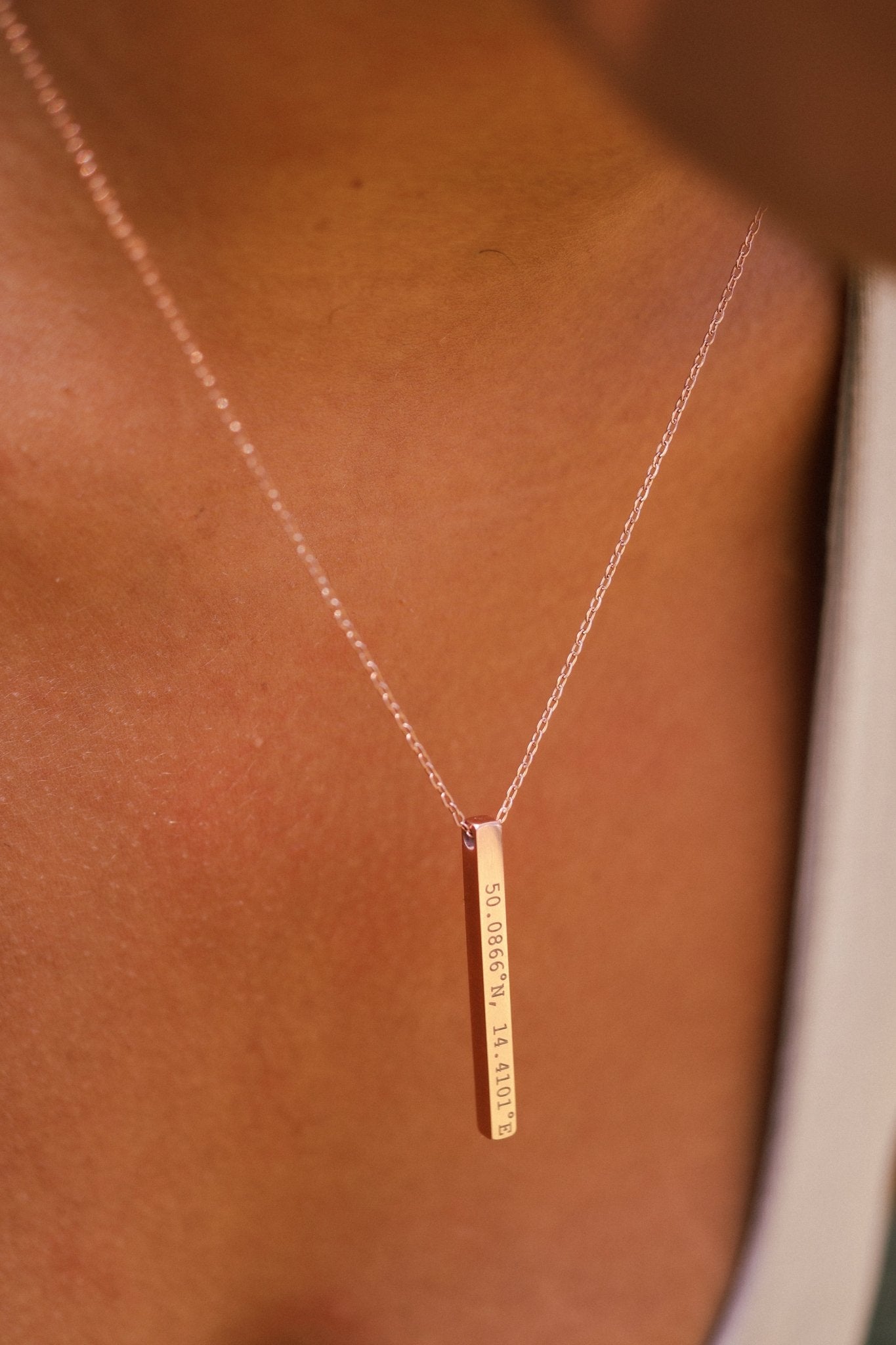 Cuff & Co. - Women's Personalised Rose Gold Bar Necklace Personalised Apparel & Accessories