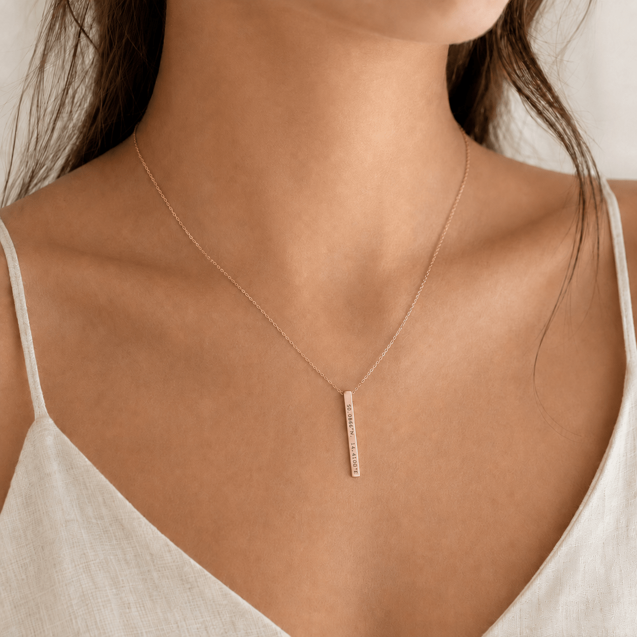Cuff & Co. - Women's Personalised Rose Gold Bar Necklace Personalised Apparel & Accessories