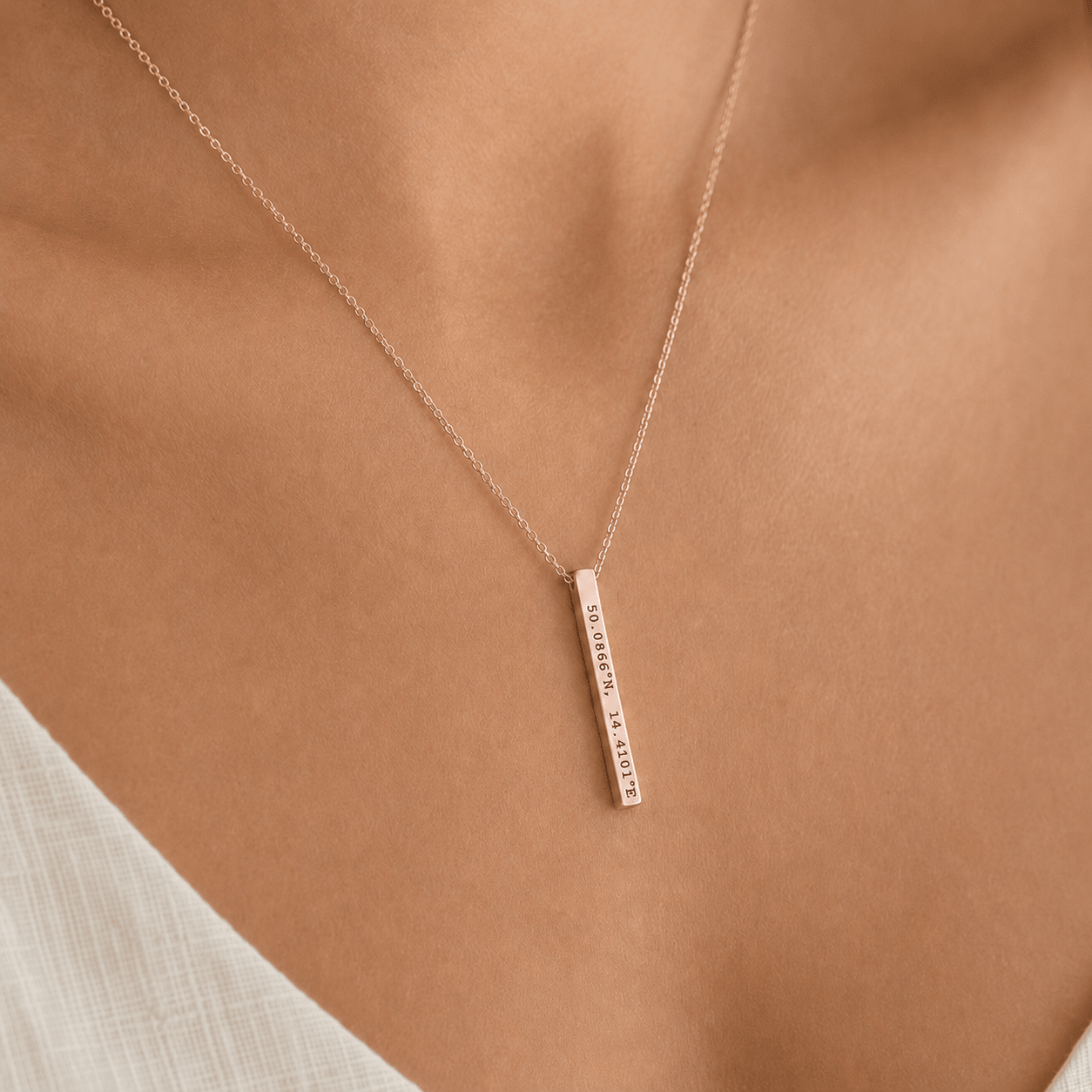 Cuff & Co. - Women's Personalised Rose Gold Bar Necklace Personalised Apparel & Accessories