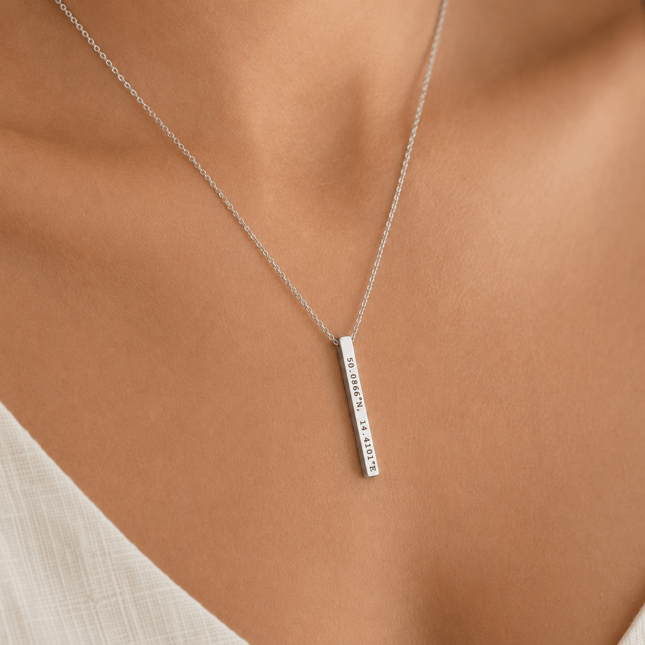 Cuff & Co. - Women's Personalised Silver Bar Necklace Personalised Apparel & Accessories